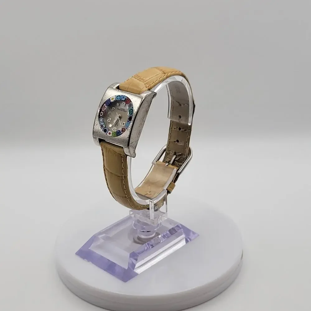 Antica Murrina Queen Italian Murano Glass Mosaic Dial Square Watch New Battery